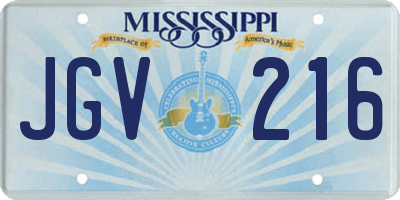 MS license plate JGV216