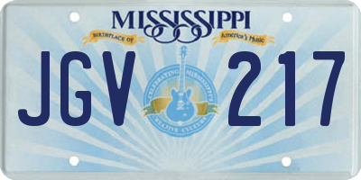 MS license plate JGV217