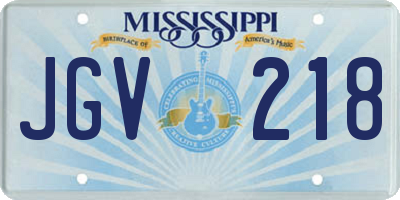 MS license plate JGV218