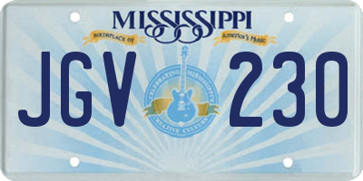 MS license plate JGV230