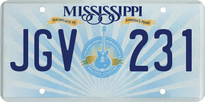MS license plate JGV231