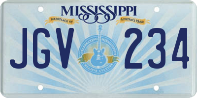 MS license plate JGV234