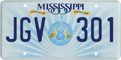 MS license plate JGV301