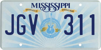 MS license plate JGV311