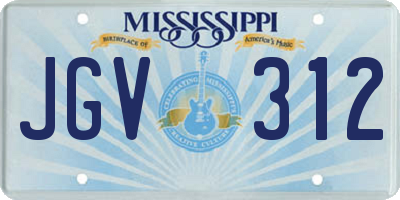 MS license plate JGV312