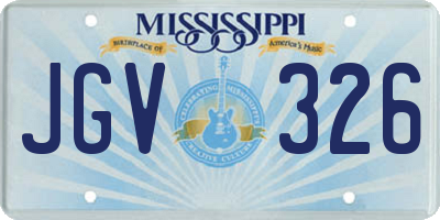 MS license plate JGV326
