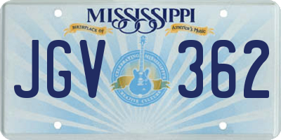 MS license plate JGV362