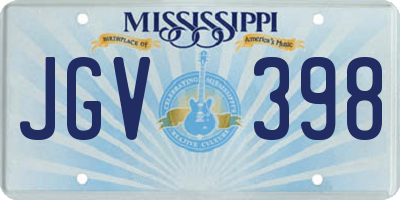 MS license plate JGV398