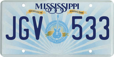 MS license plate JGV533
