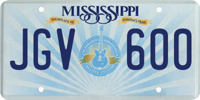 MS license plate JGV600