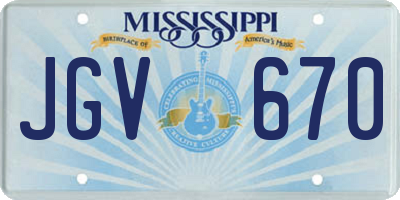 MS license plate JGV670