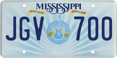 MS license plate JGV700