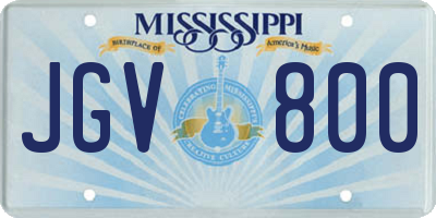 MS license plate JGV800