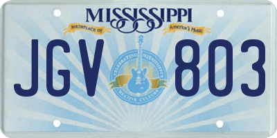 MS license plate JGV803