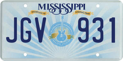 MS license plate JGV931