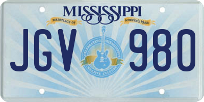 MS license plate JGV980