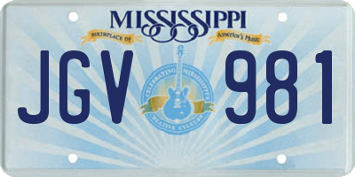 MS license plate JGV981