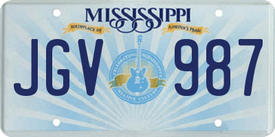 MS license plate JGV987