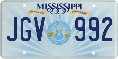 MS license plate JGV992