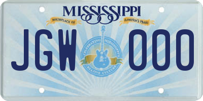 MS license plate JGW000