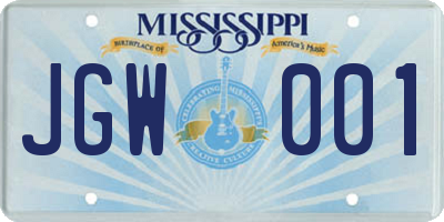 MS license plate JGW001