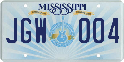 MS license plate JGW004