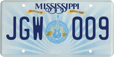 MS license plate JGW009