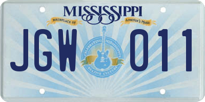 MS license plate JGW011