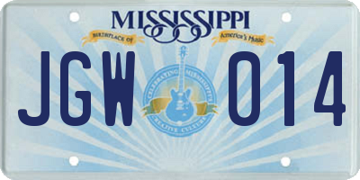 MS license plate JGW014
