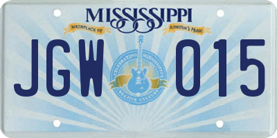MS license plate JGW015