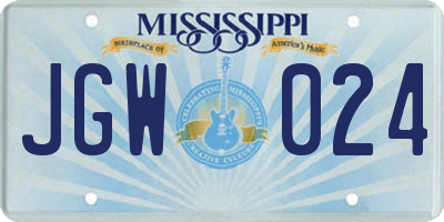 MS license plate JGW024