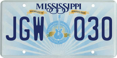 MS license plate JGW030