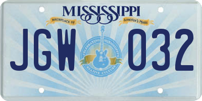 MS license plate JGW032