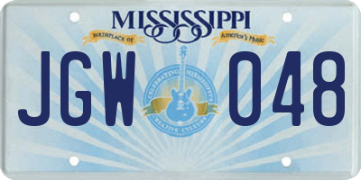 MS license plate JGW048