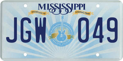 MS license plate JGW049