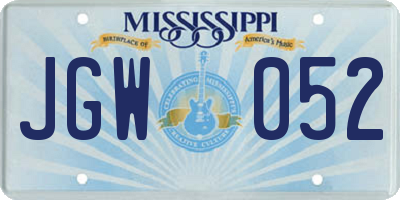 MS license plate JGW052