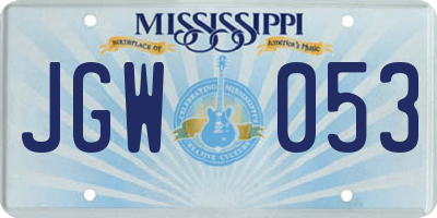 MS license plate JGW053