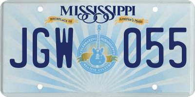 MS license plate JGW055
