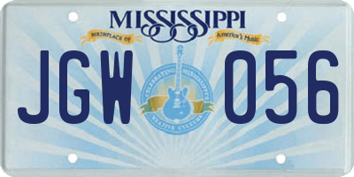 MS license plate JGW056