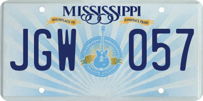 MS license plate JGW057