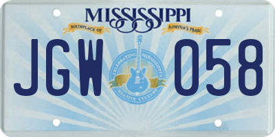 MS license plate JGW058