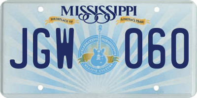 MS license plate JGW060