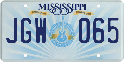 MS license plate JGW065