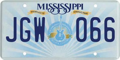 MS license plate JGW066
