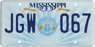 MS license plate JGW067