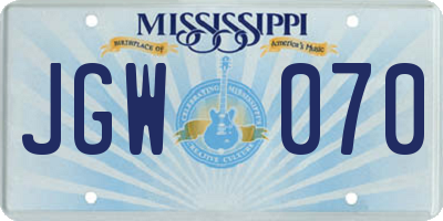 MS license plate JGW070