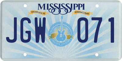 MS license plate JGW071