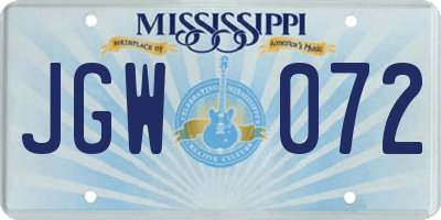 MS license plate JGW072