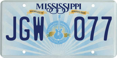 MS license plate JGW077