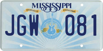 MS license plate JGW081